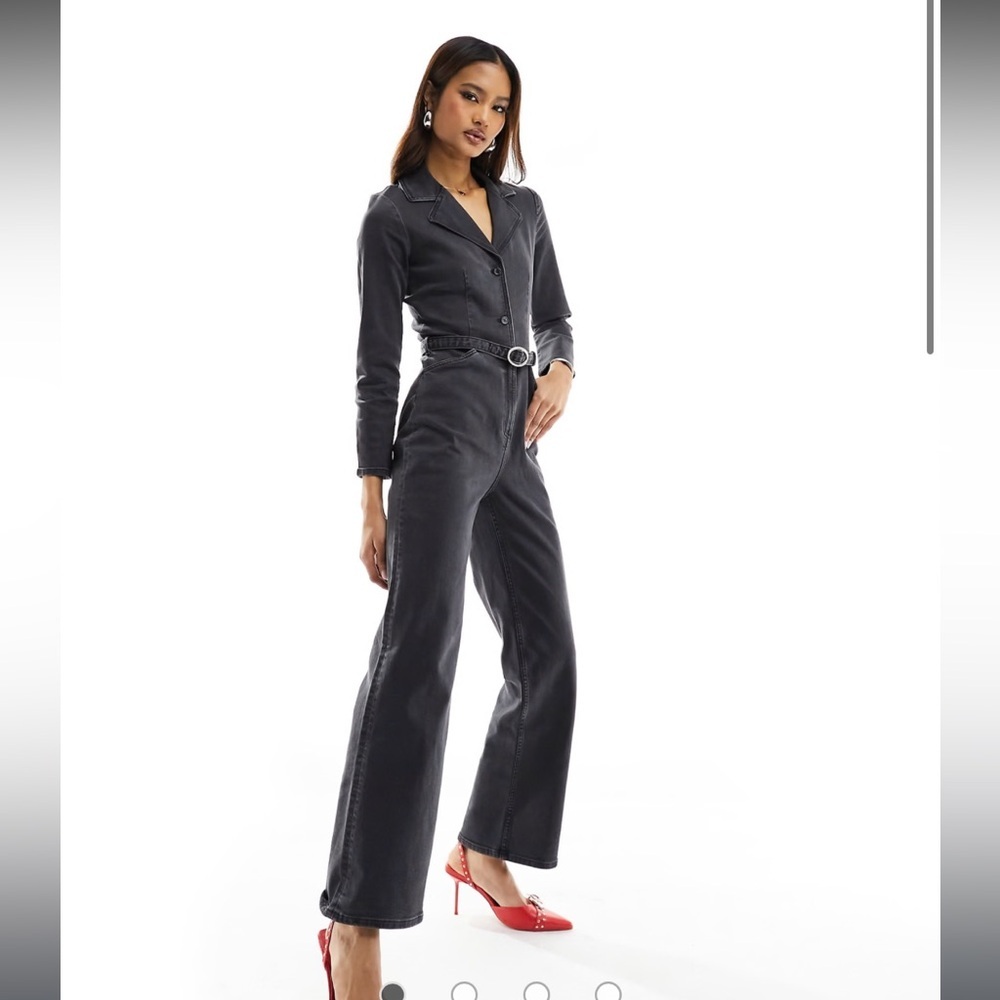 NWT & Other Stories Denim Wide Leg Jumpsuit in Dark Grey Wash Size 2